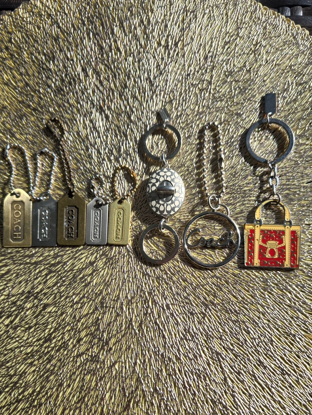Coach Key & Bag Charm Set in Gold, Silver and Red